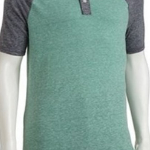 Urban Pipeline Awesomely Soft Ultimate Short Sleeve Heathered Raglan Henley Tee - Picture 11 of 11